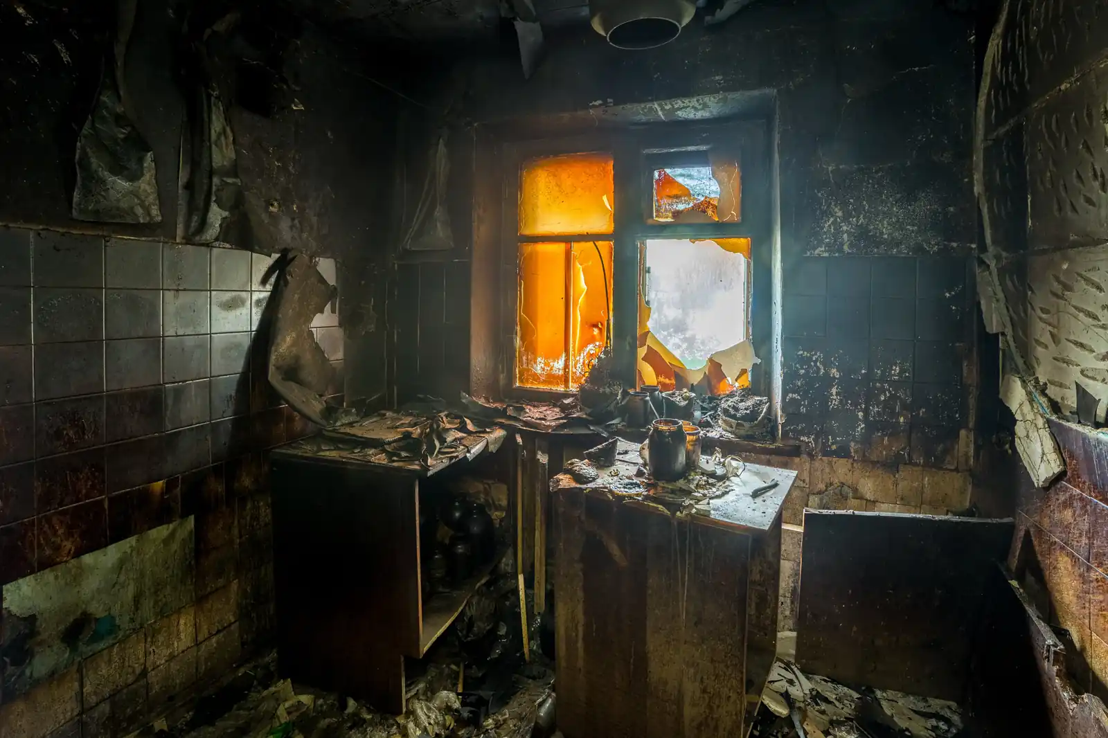 Fire damage restoration crew responding to a house fire in Denver, CO near 80201